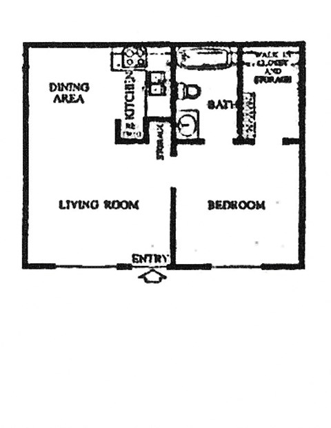 a floor plan of a house with a living room and a bedroom